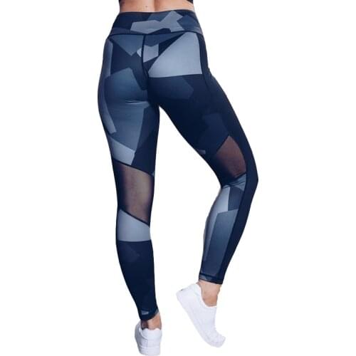 CUHAKCI High Waist Pants Patchwork Sexy Legging Women Print Mesh Gym Fitness Trousers Elastic Push Up Leggins