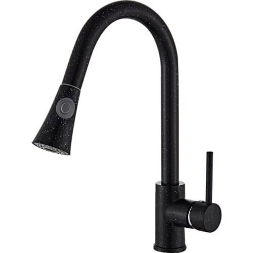 Sanitary ware European style all copper single hole cold and hot water mixing faucet can rotate and pull kitchen faucet