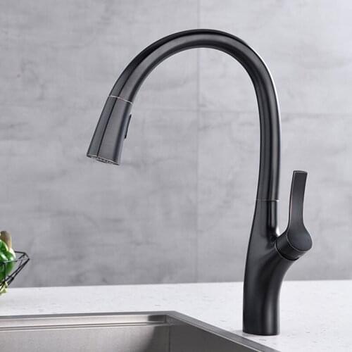 Kitchen sink Faucets Chrome/Black Pull Out Kitchen Tap Single Hole Handle Swivel 360 Degree Hot and cold Water Mixer Tap