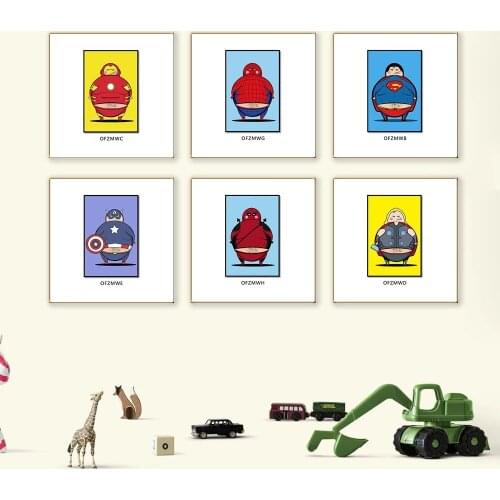 Prints Modern Fat into a ball Superhero Funny Wall Art Cartoon Posters Canvas Painting Living Room Home Cuadros Decor Frameless