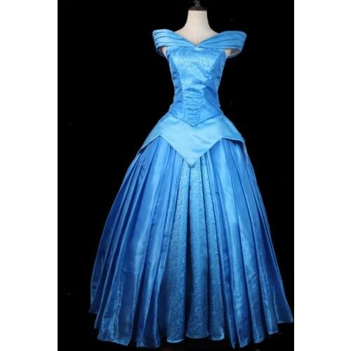 Sleeping Princess Aurora Blue Party Dance Dress Fancy Halloween Carnival Ball Gown Adult Women Cosplay Costume