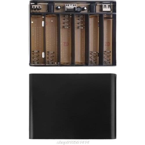 USB DC 12V Output 6x 18650 Batteries UPS DIY Power Bank Box Charger for Cellphone WiFi Router LED Light Security D15 20 Dropship