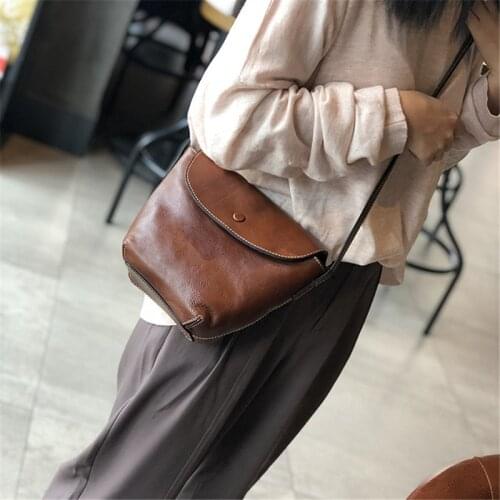 Vintage high-quality natural real cowhide ladies shoulder bag fashion designer soft leather daily casual party messenger bag