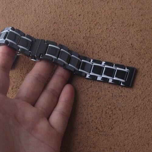 High Quality Watchbands Pure Ceramic Black with White Watch strap bracelets 20mm 21mm 22mm 24mm For Gear S2 S3 Quick Release pin