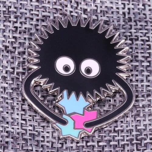 Soot Sprite Badge Little Friendly elf Brooch Dust Spirited Away Enamel Pin Studio Ghibli jewelry