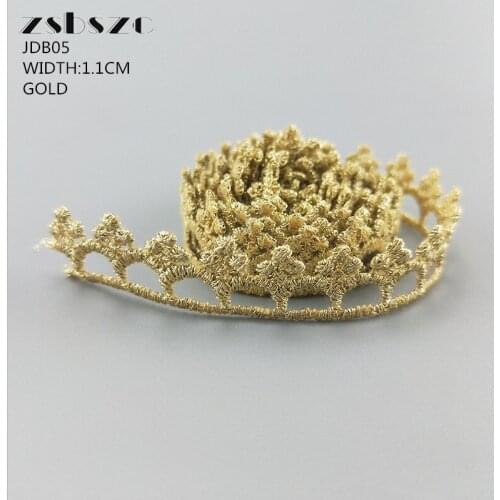 1.1CM Width 10Yards Hot Sale Gold/BLACK/WHITE Lace Trim edge Embroidery Glitter Dress DIY Lace Necklace Accessories