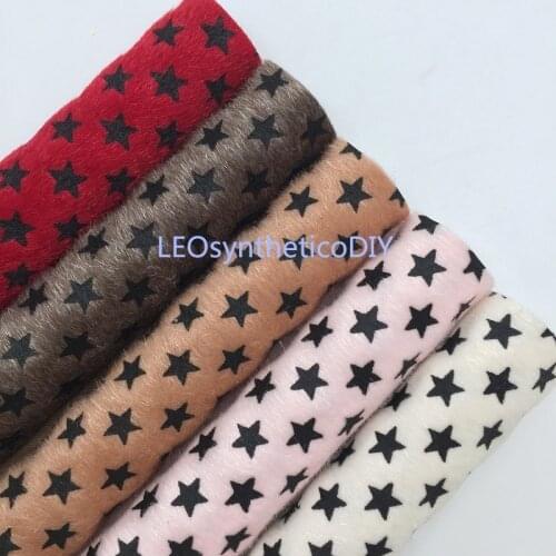 1PC 21X29CM Stars Printed on Faux Fur For Making Bows LEOsyntheticoDIY T352