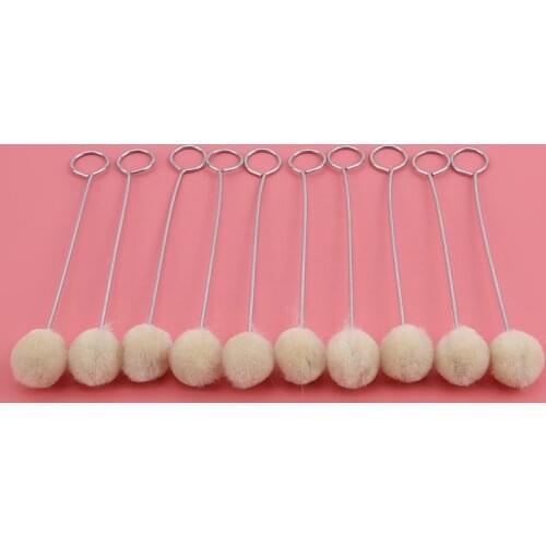 10Pcs Wool Ball Brush DIY Daubers Assisted Dyeing Round Wools Brush With Metal Handle For Textile leather Leather Tool