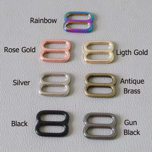 100Pcs Wholesale15mm Metal Buckle Slider For Bag Accessory Adjuster Belt Loop Hardware Dog Collar Garment Clasp High Quality