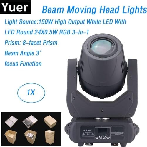 150W White LED Super Beam Moving Head Lights With 24X0.5W RGB 3IN1 LEDS IP20 Professional Stage Spot Beam Lighting Effects