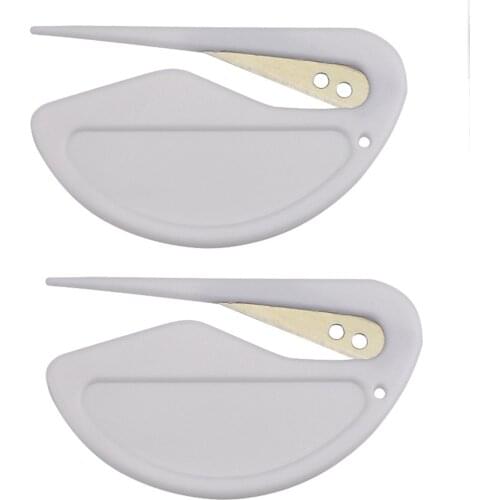2pcs/lot Plastic Letter Opener Safety Guarded Cutter Blade Mini Sharp Letter Mail Envelope Opener Office Equipment