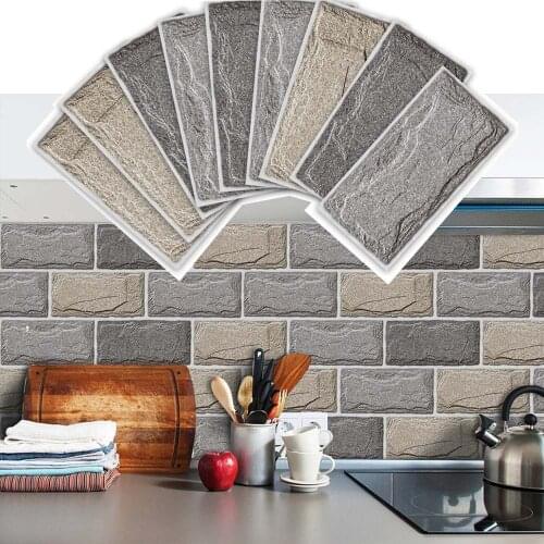 36/27/9pcs Brick Waterproof Tile Stickers 3D Self Adhesive Wallpaper for Kitchen Wall Stickers for Bathroom Home Sticker 20x10cm