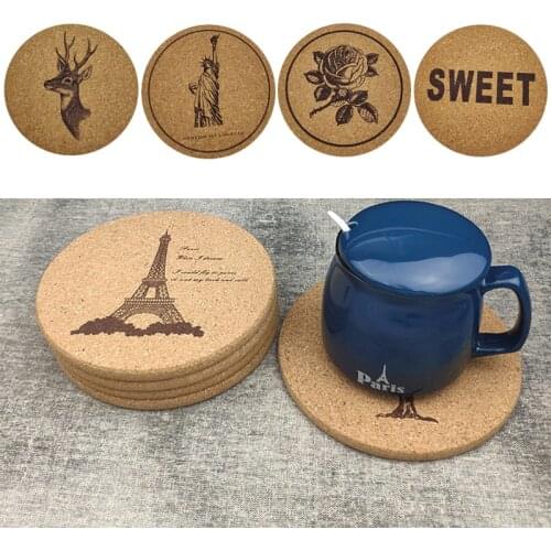 5/10Pcs Natural Cork Placemat Non Slip Tablemat Heat Insulation Cup Mat Drink Coaster Coffee Cup Mat Tableware Decor Durable Pad