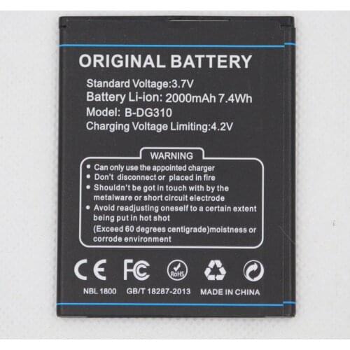 5pcs/lot ISUNOO 2000mAh B-DG310 Phone replacement battery for DOOGEE DG310 Smartphone internal battery