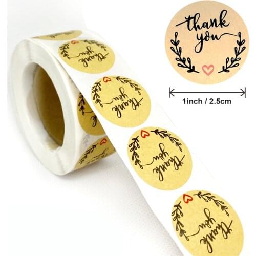 500pcs Vintage Kraft Paper Stickers Handmade With Love Thank You For The Stickers Scrapbook Gift Stationery Label Stickers