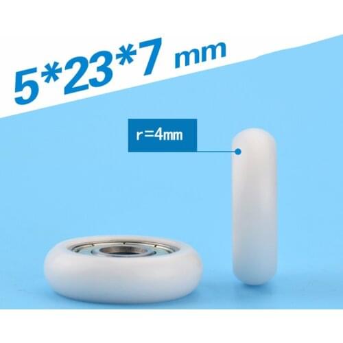 5x23x7mm poleas rodamiento 3d printer pulley embedded bearing plastic windows small wheel nylon POM R type