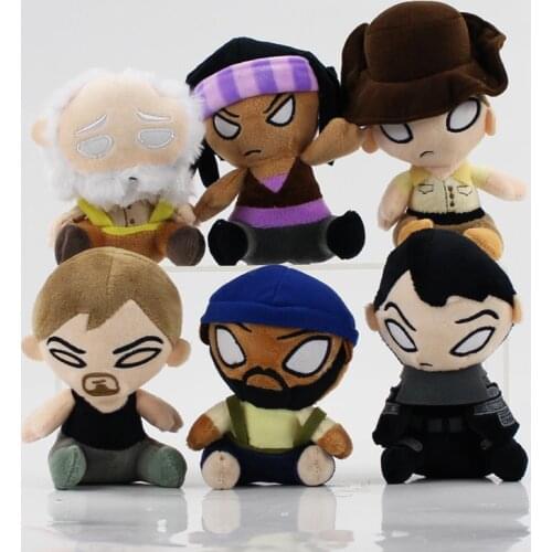 6pcs/lot 11-14cm The Walking Dead Plush Toys Hershel Daryl Dixon Sheriff Rick Grimes Q Version Stuffed Soft Doll Toys