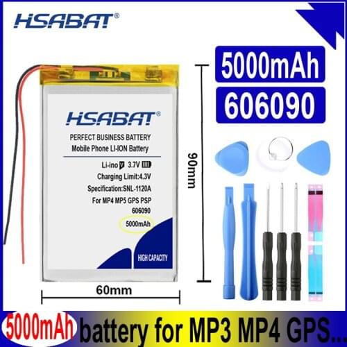 HSABAT 606090 5000mAh Battery for GPS MP4 Camera Power Bank Tablet Electric Toys PAD DVD Batteries