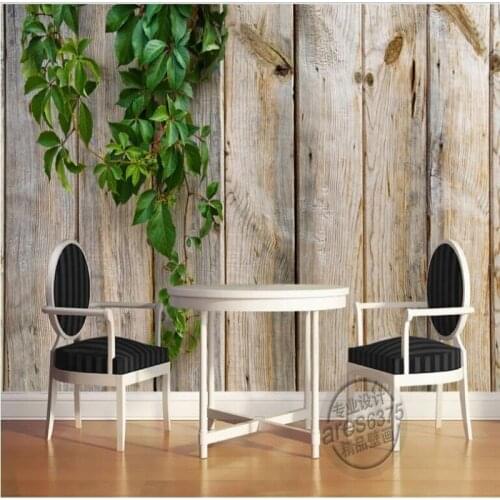 Beibehang Custom large fresco high-definition wood board green planted vines shocked 3D TV backdrop non-woven fabric wallpaper