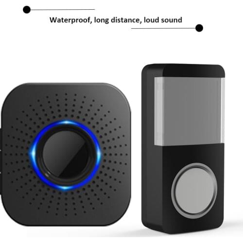 YIROKA Wireless Doorbell Smart Home 58 Music Waterproof Set LED Light Doorbell Reminder Button