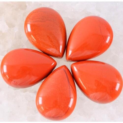 5Pcs Cabochon CAB Natural Stone No Drilled Hole Water Drop Bead for Men Women DIY Jewelry Making Necklace Ring Red Jaspers Bead