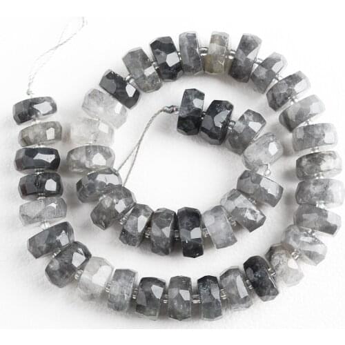 2 strands Natural Cloudy Quartz Faceted Rondelle Nugget Beads 15.5" Strand