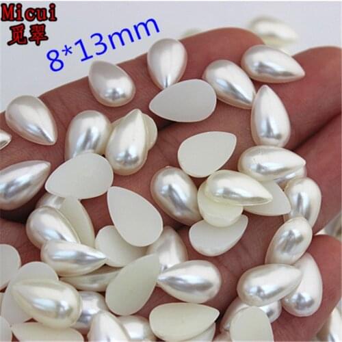 Micui Drop Pearl Beads ABS Half Pearls Flatback Scrapbooking Bead For Jewelry Making Resin Scrapbook Beads DIY Decorate MC212