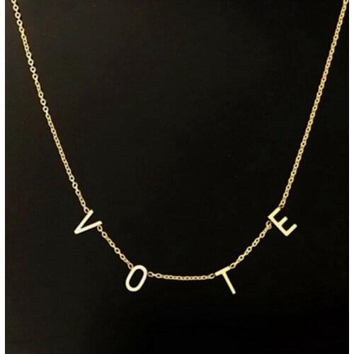 Former First Lady Of The United States Michelle Obama Wears The Same VOTE Necklace 2020 Popular Jewelry Freedom Equality Colar