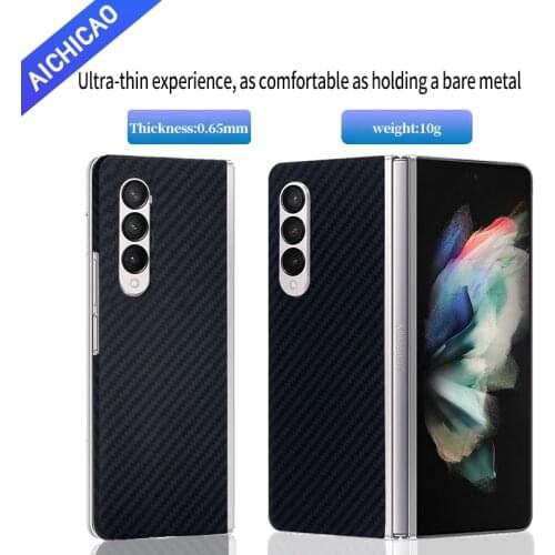 ACC-carbon Real Carbon fiber Case For Samsung Galaxy Z Fold 3 case, Aramid fiber Slim design Z Fold3 5G Anti-fall Phone shell