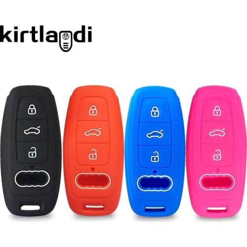 3 Button Remote Key Fob Case Cover for Audi A6 A6L A7 A8 A8L A3 E-tron 55 Q7 Q8 C8 2019 2020 2021 Silicone Shell Car Accessories