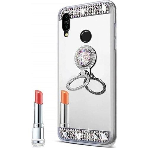 Cellphone case For Huawei honor 8C Case Mirror clear shiny Ring Phone holder cover For huawei Y6 Y7 Y9 2019 Honor 8X Case bumper