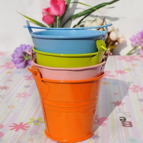 Flower Buckets Arrangement Pastoral Style Metal Crafts Wrought Iron Mini Solid Color Flower Arrangement Ornaments Home GQ