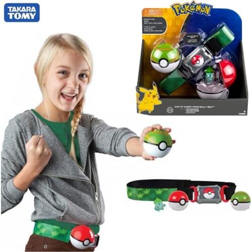 Genuine TOMY Pokemon figure Pokemon Elf ball Belt Master Elf Ball Set Telescopic Pokemon Toys Halloween gifts for kids