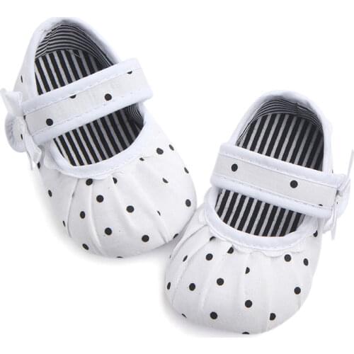 Newborn Baby Girl Soft Sole Canvas Crib Shoes Polka Dot Bow Anti-slip Sneaker Prewalker 0-18M