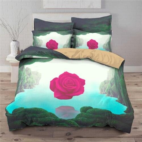 3d Ropa De Cama Red Rose Flower Quilt Cover Set Queen Size Luxury Comfortable Bedding Sets Double Single Bedclothes Cover Set