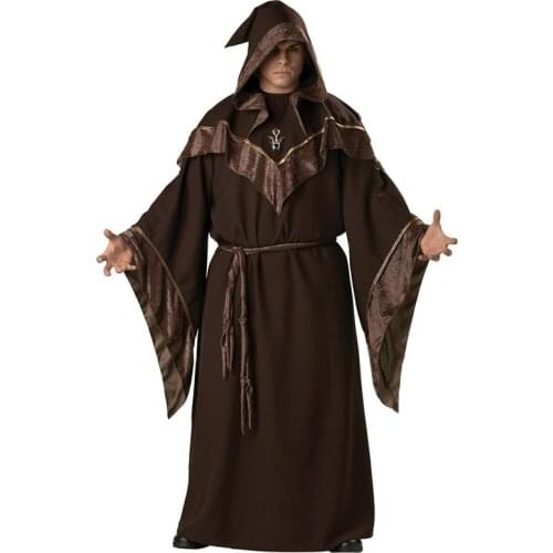 Adult Pastor godfather male wizard Cosplay Costume Halloween Party stage Performance Religious Priest Monk Robe Dress