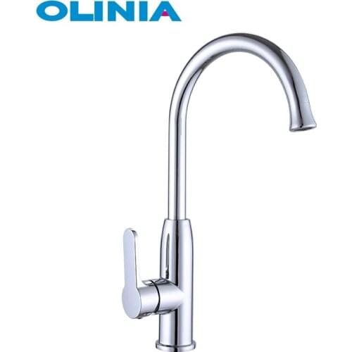 OLINIA pull down kitchen faucets mixer zinc alloy polished chrome surface light grey kitchen fixture single handled OL82159C