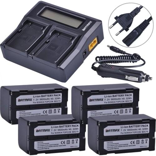 Batmax 4Pc 5600mAh BDC70 Li-ion Battery+LCD Rapid Dual Charger for sokkia CX FX total station topcon ES OS total station