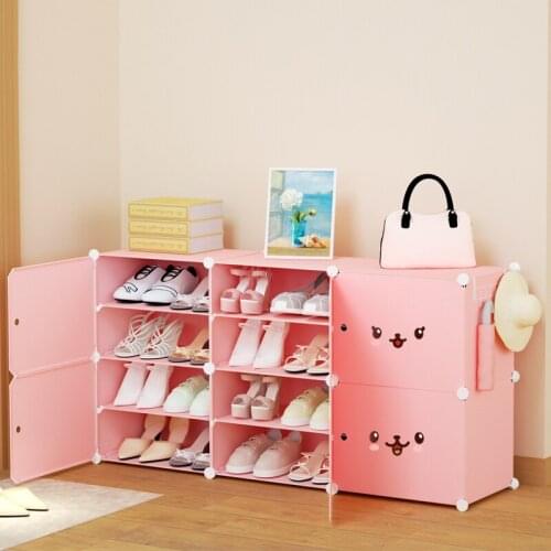 Multi layer shoe rack dormitory shoe rack indoor pink shoe cabinet storage integrated split shoe cabinet