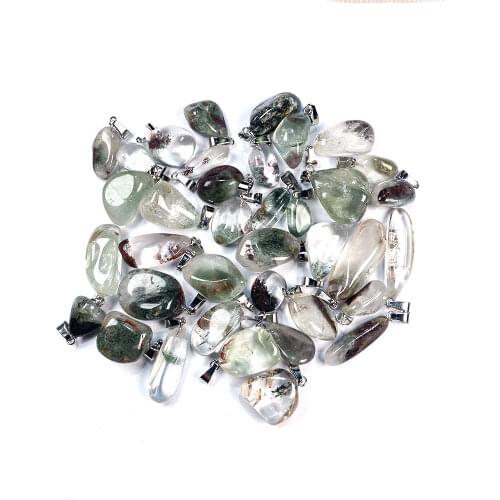 Fashion Natural Green Phantom Ghost Stone Charms Crystal Quartz Pendant For Jewelry Making Necklace Accessorries Wholesale