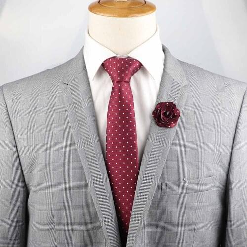 Men Designer Ties Polyester Dot Casual Skinny Tie Brooches Set For Formal Wedding Business Party Necktie Suit Daily Accessiory