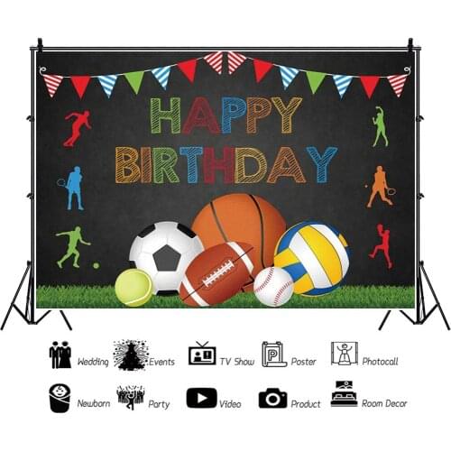 Balls Outdoor Running Sports Lawn Bunting Artistic Photos Background Decorations for Boys Birthday Party Photography Props