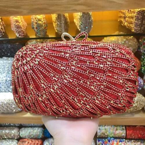 XIYUAN New Clutch Bag Female Evening Bags crystal diamond Fashion Design Colorful Women Shoulder Bags Clutches purse red
