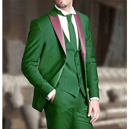 New Design Custom Made Slim Fit Mens Fashion Gold Embroidery Dress Suit Purple Wedding Groom Tuxedo Costume Handsome suits