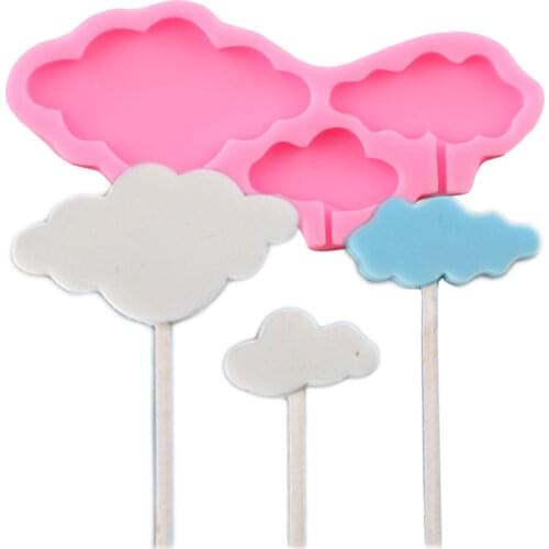 Cloud Lollipop Silicone Mold Baby Birthday Cupcake Topper Fondant Molds Cake Decorating Tools Candy Chocolate Gumpaste Moulds