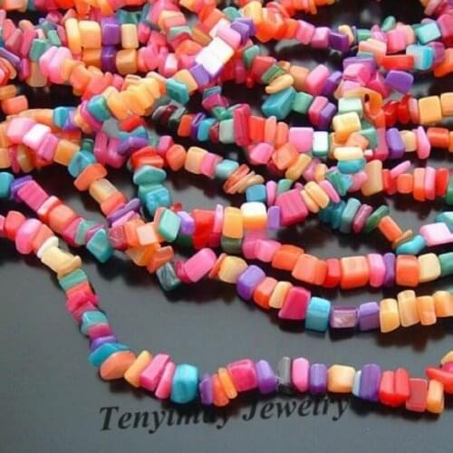 Wholesale 5 Strands 90cm/Strand Multicolor 5-8mm Gravel Shell Loose Beads Free Shipping