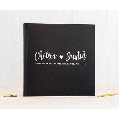 Personalized Modern Wedding Guest Book Silver Foil, Wedding Guest Book with Custom Names, Silver Wedding Guestbook Ideas