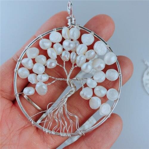 Natural Pearl Tree of Life Pendant for Women Men Healing Necklace Pendants Reiki Pendulum Jewelry for Women Gift