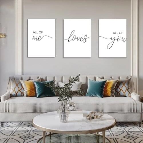 Couple Love Poster And Print Painting All Of Me Loves All Of You Minimalist Wall Art Canvas Modern Home Decoration Pictures
