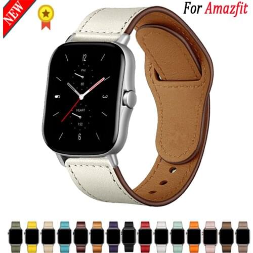 20mm/22mm band For Amazfit GTS/2/2e/GTS2 Mini/GTR 42mm/47mm/GTR2/2e/stratos 3 belt leather Watch Bracelet Amazfit bip/pace strap